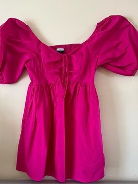 Eloquii Hot Pink Puff Sleeve Dress